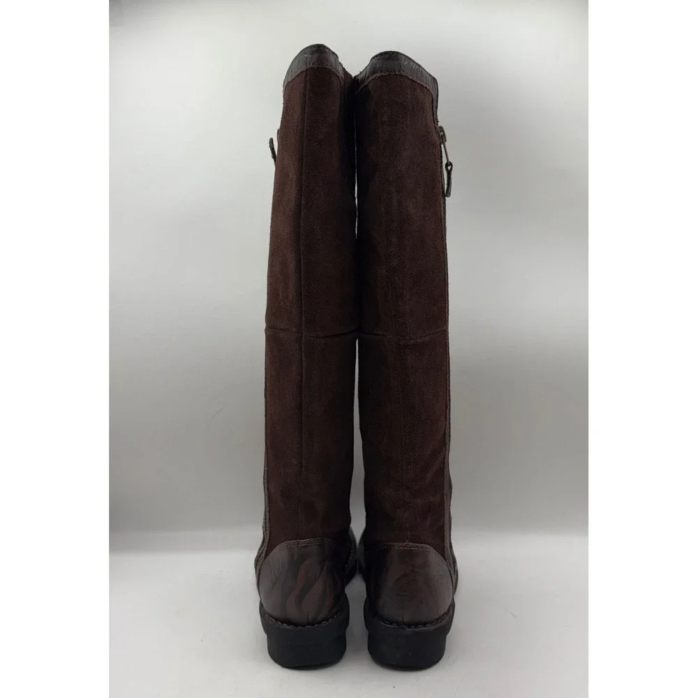Clarks Nikki Park Brown Suede Leather Knee High Side Zip Boots Women's Size 6.5M